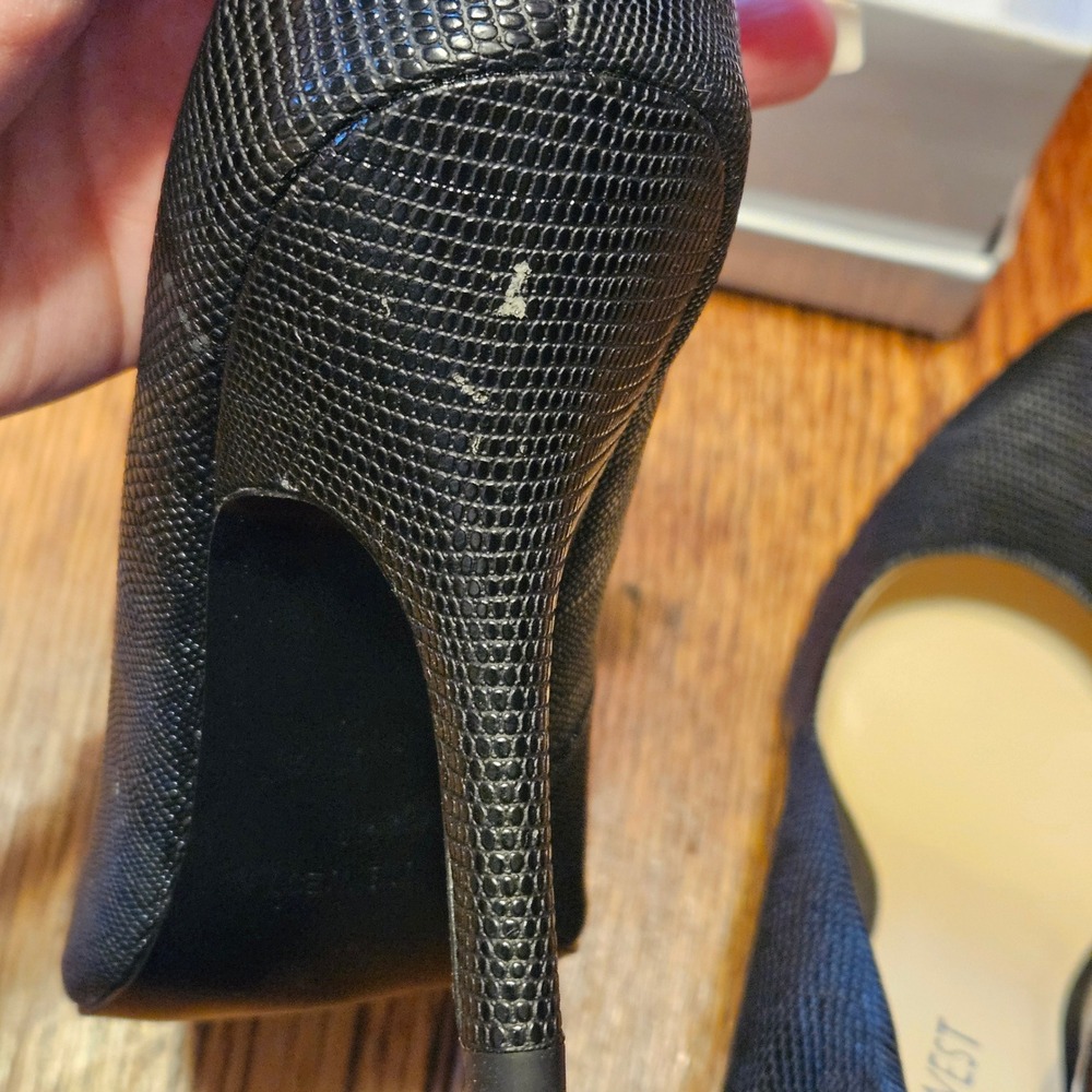 Nine West Garisono Black Textured Pointed Toe Stiletto Pumps Heels 6M - Picture 5 of 9